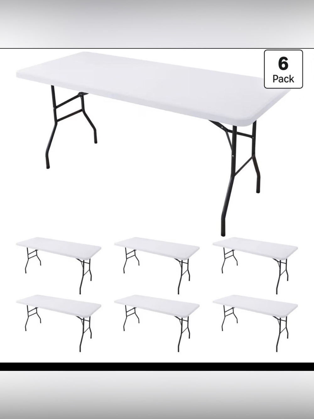 Amazon White Folding Party Table elastic covers  - 6 Pack